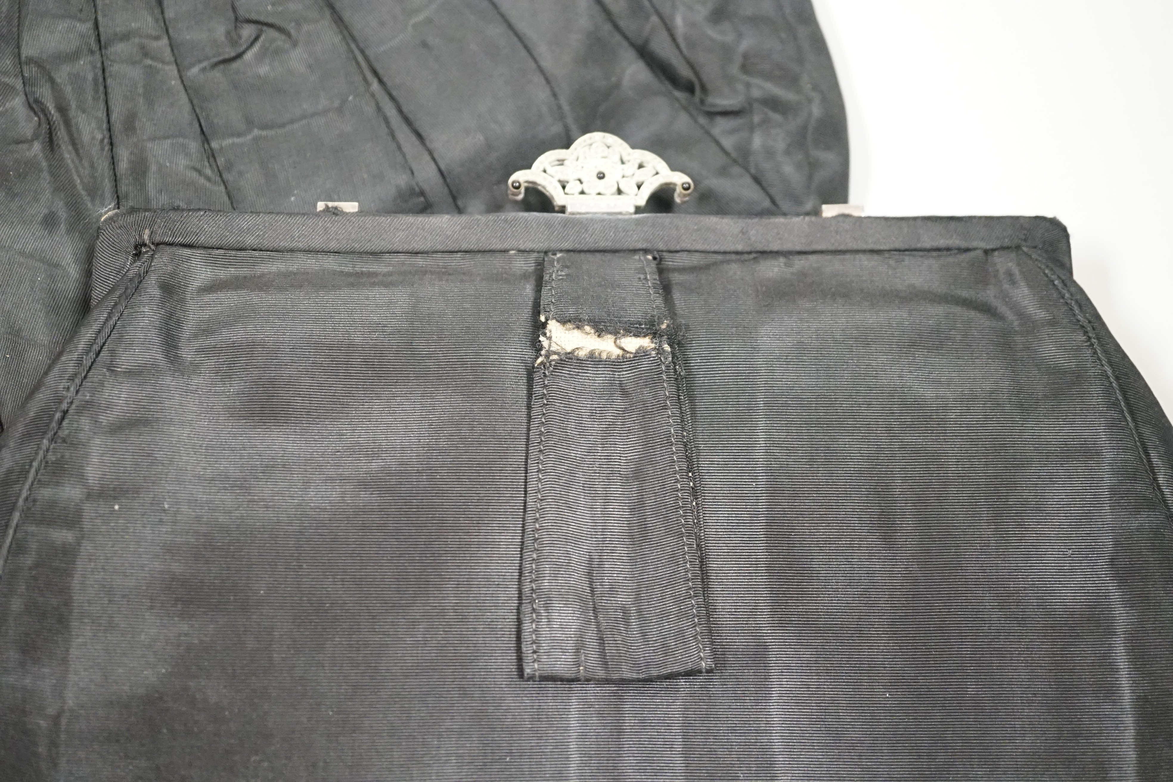 Two 1930’s-40’s evening bags with diamanté encrusted Bakelite frames together with five others with similar diamanté clasps (7)